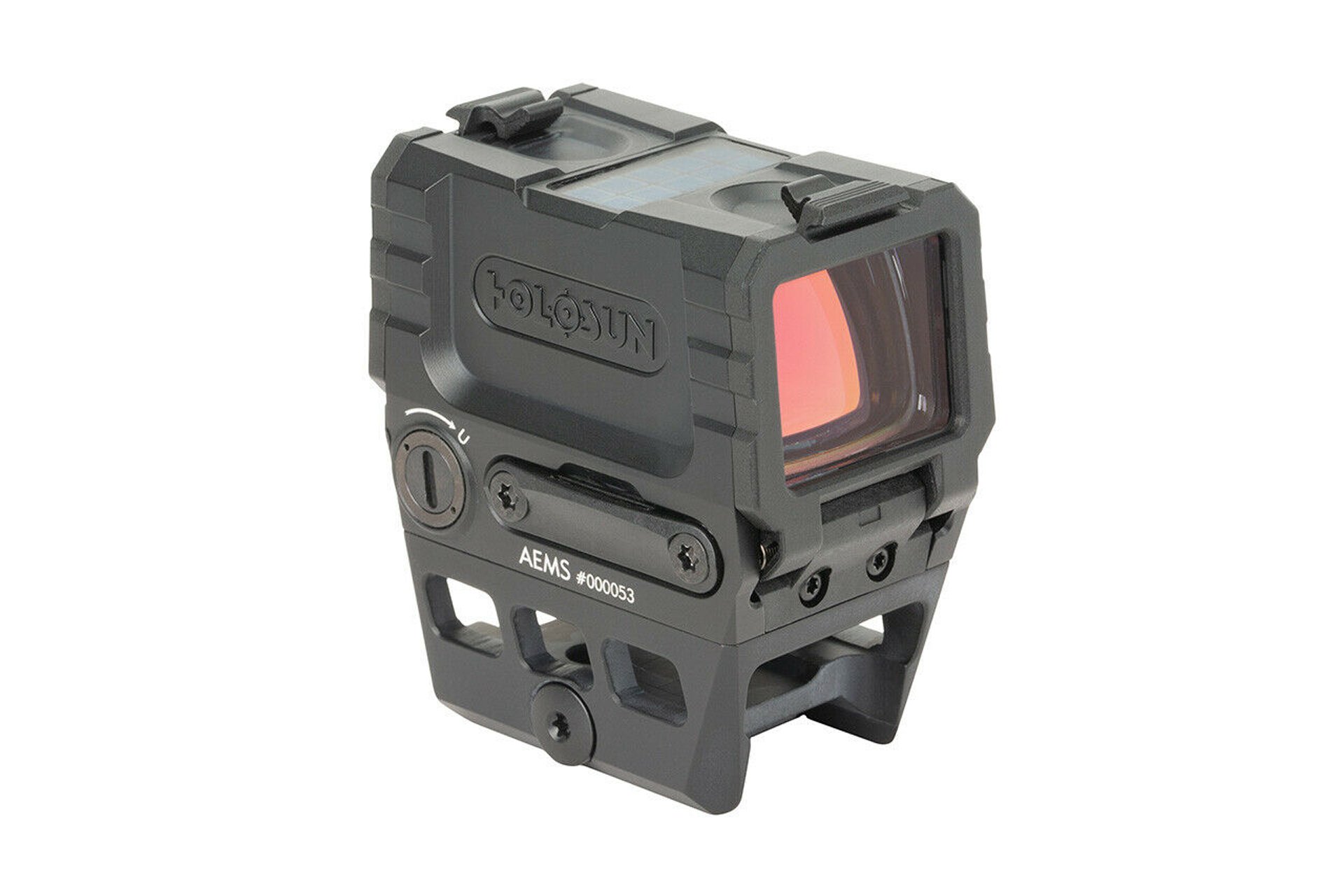 Holosun AEMS Pro Black Anodized 1x 2/65 MOA Illuminated Red Circle w/Center Dot Reticle Features Lower 1/3 Co-Witness Mount