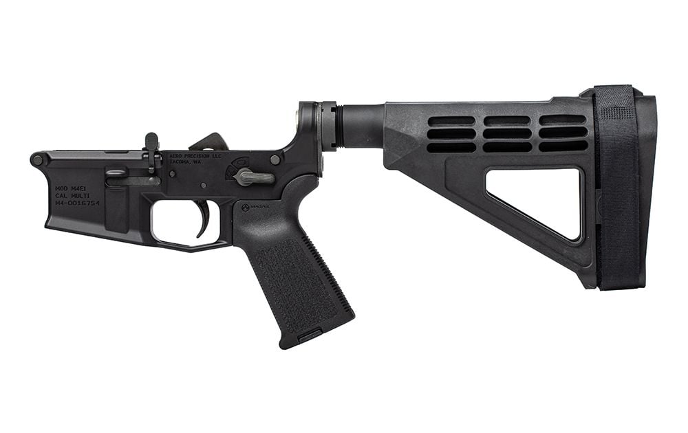 AERO Precision M4E1 Pistol Complete Lower Receiver w/ MOE Grip & SBM4 Brace - Anodized/FDE