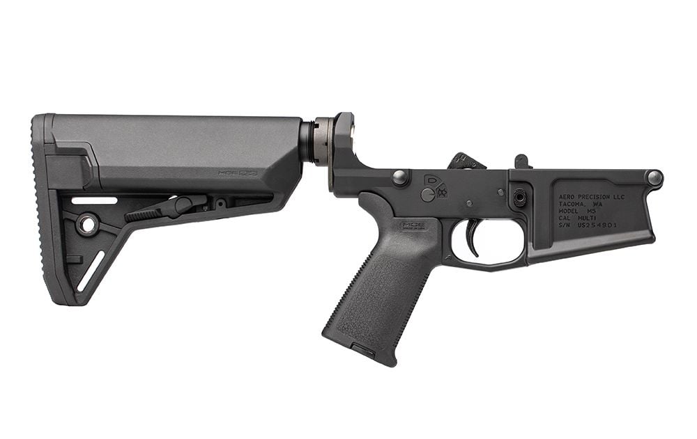 Aero Precision M5 Complete Lower Receiver w/ MOE Grip & SL-S Carbine Stock - Anodized Black