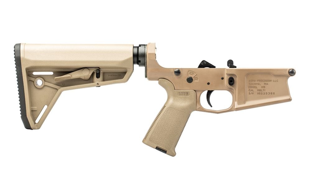 Aero Precision M5 Complete Lower Receiver w/ FDE MOE Grip & SL Carbine Stock - FDE Cerakote