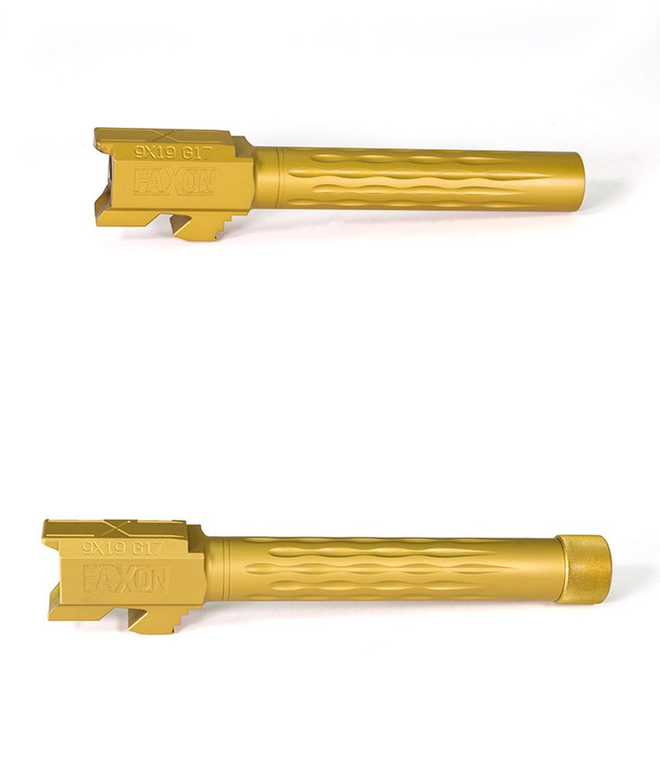 Faxon Firearms For GLOCK 17 Flame Fluted Barrel, TiN PVD