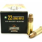 Armscor 22LR ARM50015 36 Grain High Velocity Hollow Point Ammunition Rimfire Ammo – 5000 Rounds