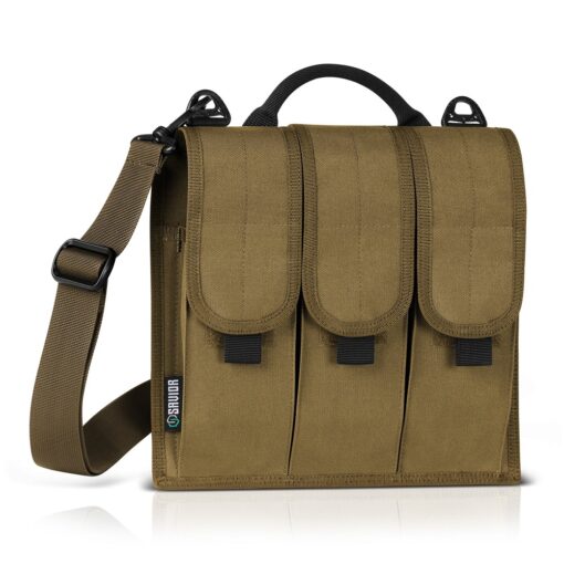 AR15 Discounts Savior Equipment Rifle Caliber Magazine Holder- Fit Up To 6-12 Mag- Velcro Closure, Single Shoulder Sling - Tan - $21.99 at AR15 Discounts
