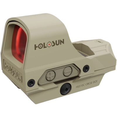 Holosun HS510CFDE HS510C Flat Dark Earth Anodized 1x 2/65 MOA Red Circle w/Dot Reticle Includes Battery/Lens Cloth/Mount/T10 L Key