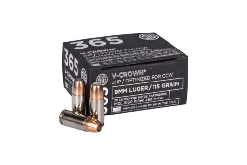 AR15 Discounts SIG Sauer 365 9mm Ammo 115 Grain Elite V-Crown JHP Ammo Handgun Ammo - 20 Rounds - $24.99 at AR15 Discounts
