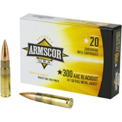 Armscor FAC300AAC1N Rifle 300 Blackout 147 gr Full Metal Jacket (FMJ) Ammo – 20 round box