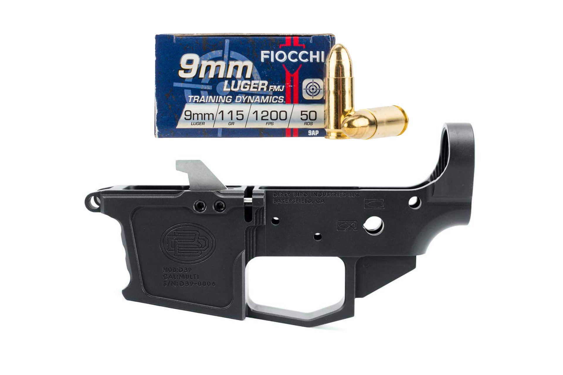 Dirty Bird DB9 9mm Billet Lower Receiver + 100rds of Fiocchi 9mm 115GR Ammo