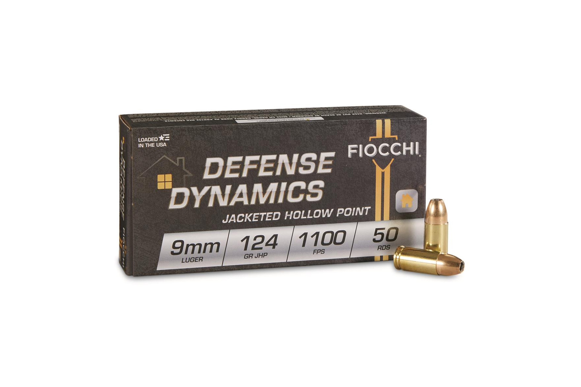 Fiocchi 9mm 124 Grain JHP Ammo Handgun Ammo - 50 Rounds