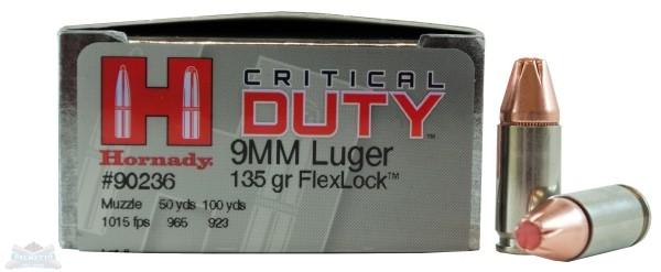 Hornady Critical Duty 9MM 135 Grain FlexLock Duty Handgun Ammo - 25 Rounds