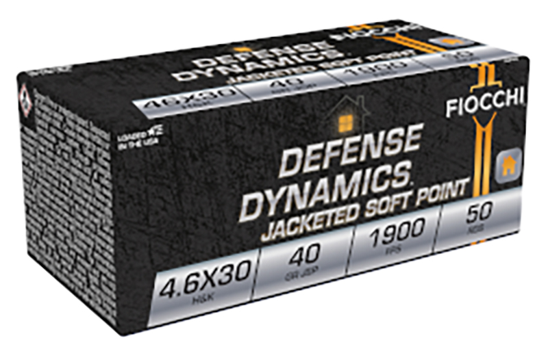 Fiocchi 4.6x30 H&K 40 grain Jacketed Soft Point Handgun Ammo - 50 Rounds