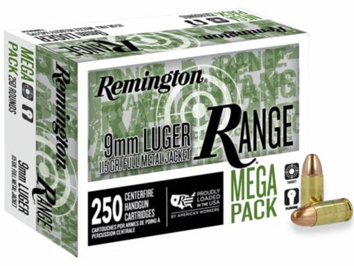 Remington Ammunition R23975 Range 9mm Luger 115 gr Full Metal Jacket (FMJ) Handgun Ammo - 250 Rounds - AR15 Discounts