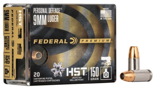 Federal P9HST5S Premium Personal Defense Micro 9mm Luger 150 gr HST Jacketed Hollow Point Handgun Ammo - 20 Rounds - AR15 Discounts