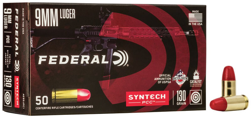 Federal American Eagle 9MM 130 Grain TSJ Total Synthetic Jacket Handgun Ammo - 50 Rounds