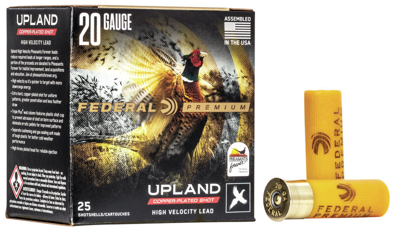 Federal PF2044 Upland 20ga 2 3/4 #4 copper-plated shot Shotgun Ammo - 25 Rounds