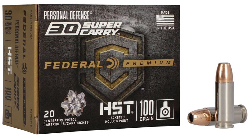 Federal Premium HST 30 Super Carry 100 Grain Jacketed Hollow Point Handgun Ammo - 20 Rounds