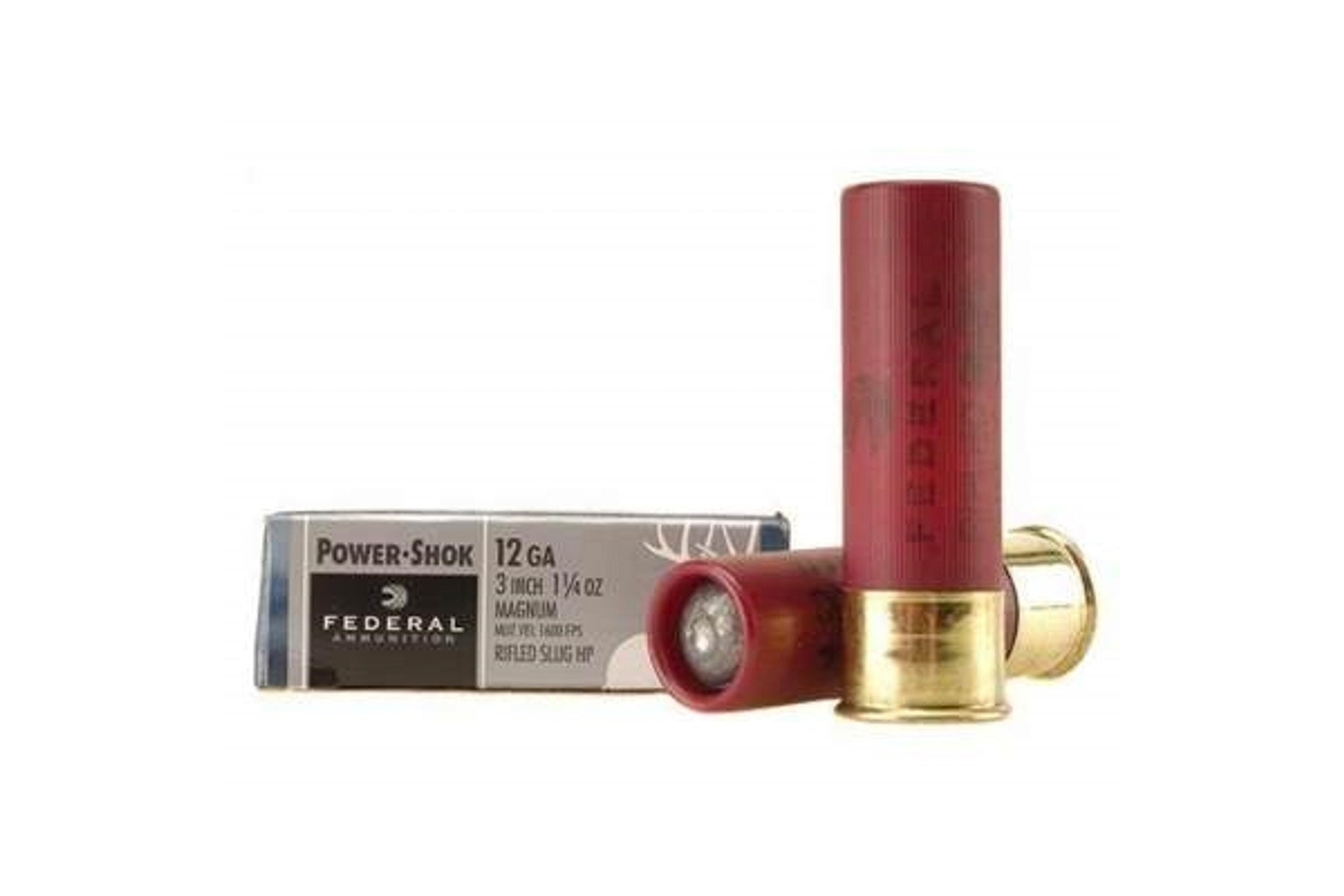 Federal F131RS Power-Shok 12 Gauge 3" 1 1/4 oz Rifled Slug Shot Shotgun Ammo - 5 Rounds