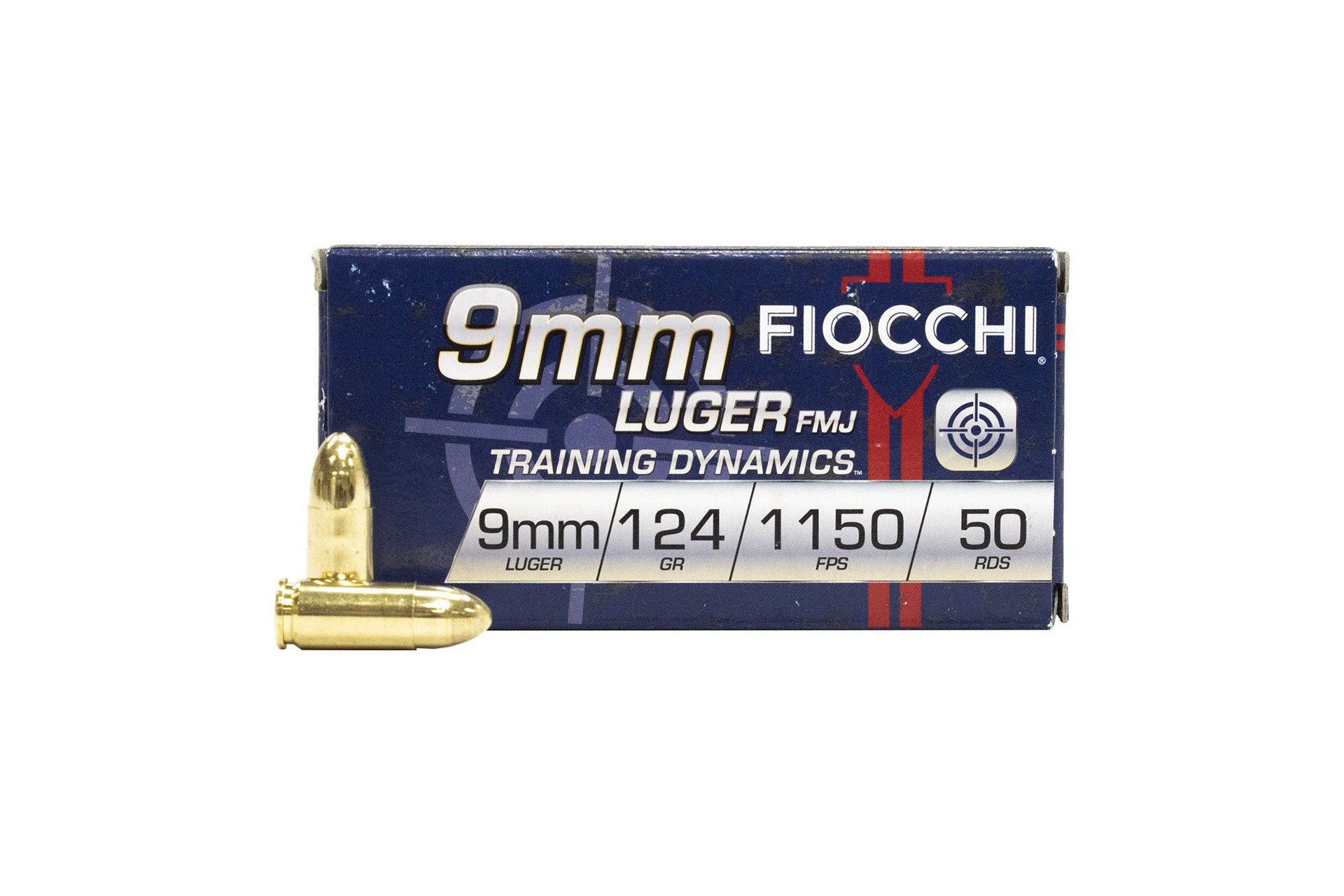 FIOCCHI 9MM LUGER FMJ 124 gr Handgun Ammo - 50 Rounds