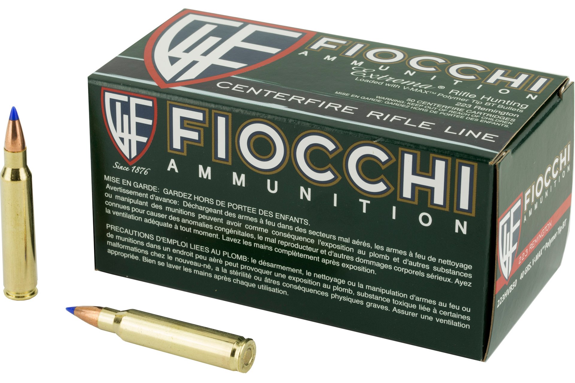 Fiocchi Ammunition Rifle 223 Remington 40 Grain V-Max Rifle Ammo - 50 Rounds
