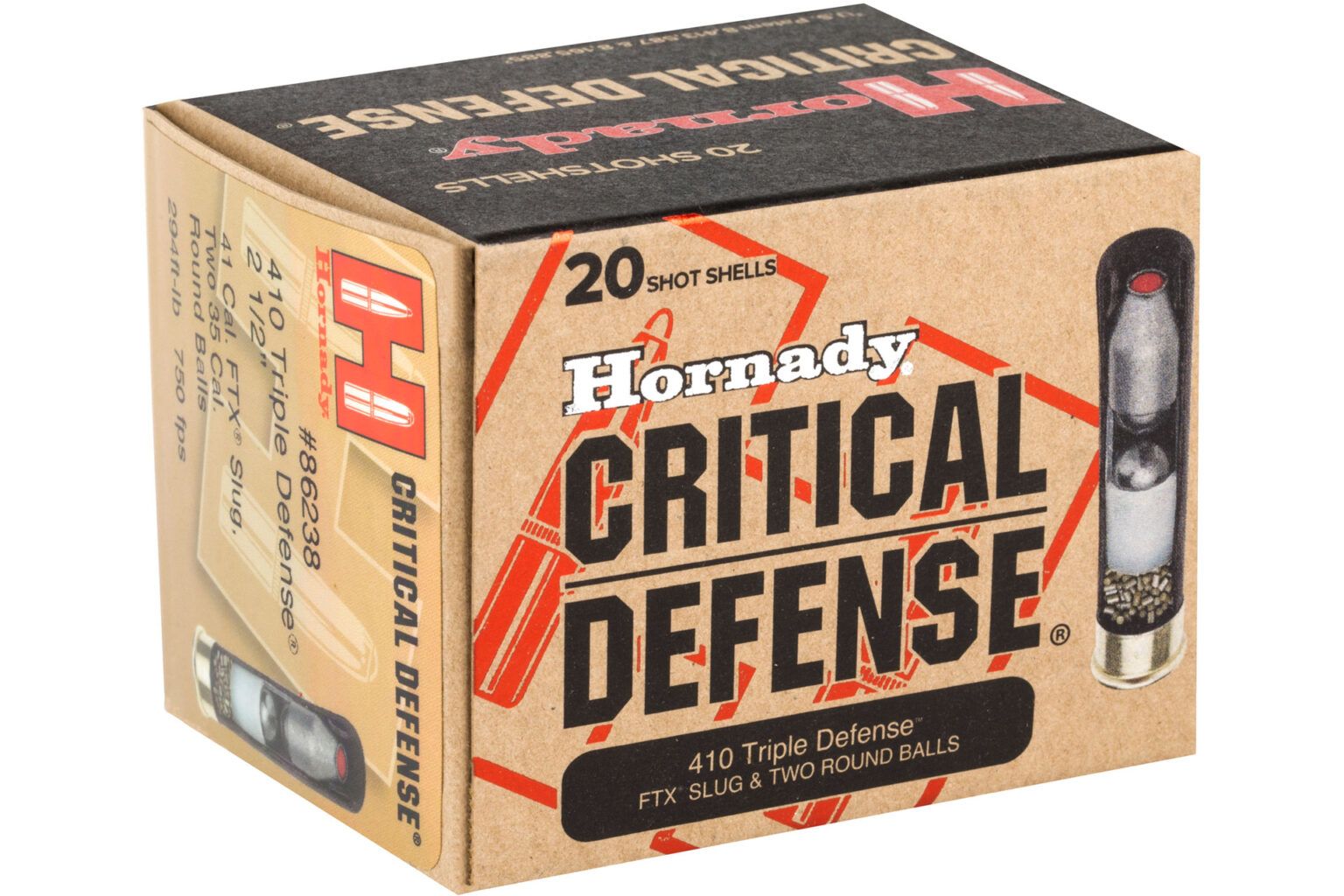 H86238 - Hornady Critical Defense 410 Gauge 2.5 Defender, 20 Round Box ...