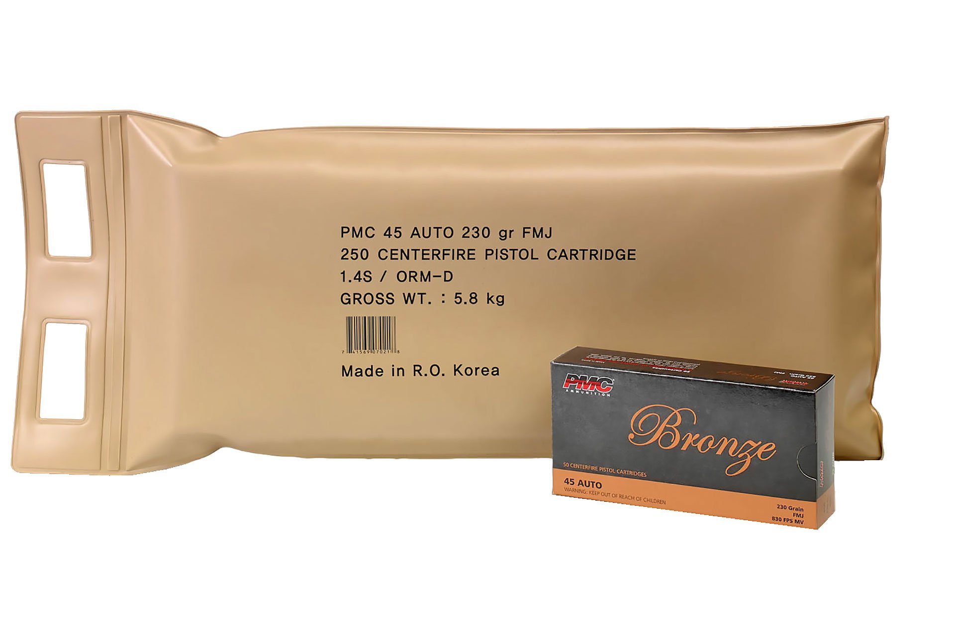 PMC Bronze 45ACP 230 Grain Full Metal Jacket Handgun Ammo - 250 Rounds