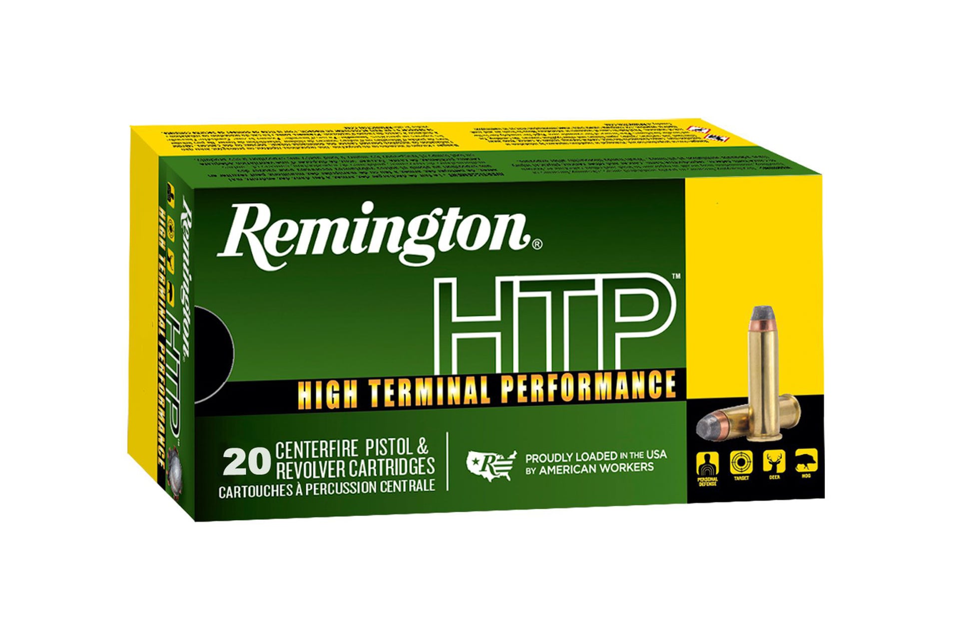 Remington Ammunition 22248 HTP 380 ACP 88 gr Jacketed Hollow Point (JHP) Handgun Ammo - 20 Rounds