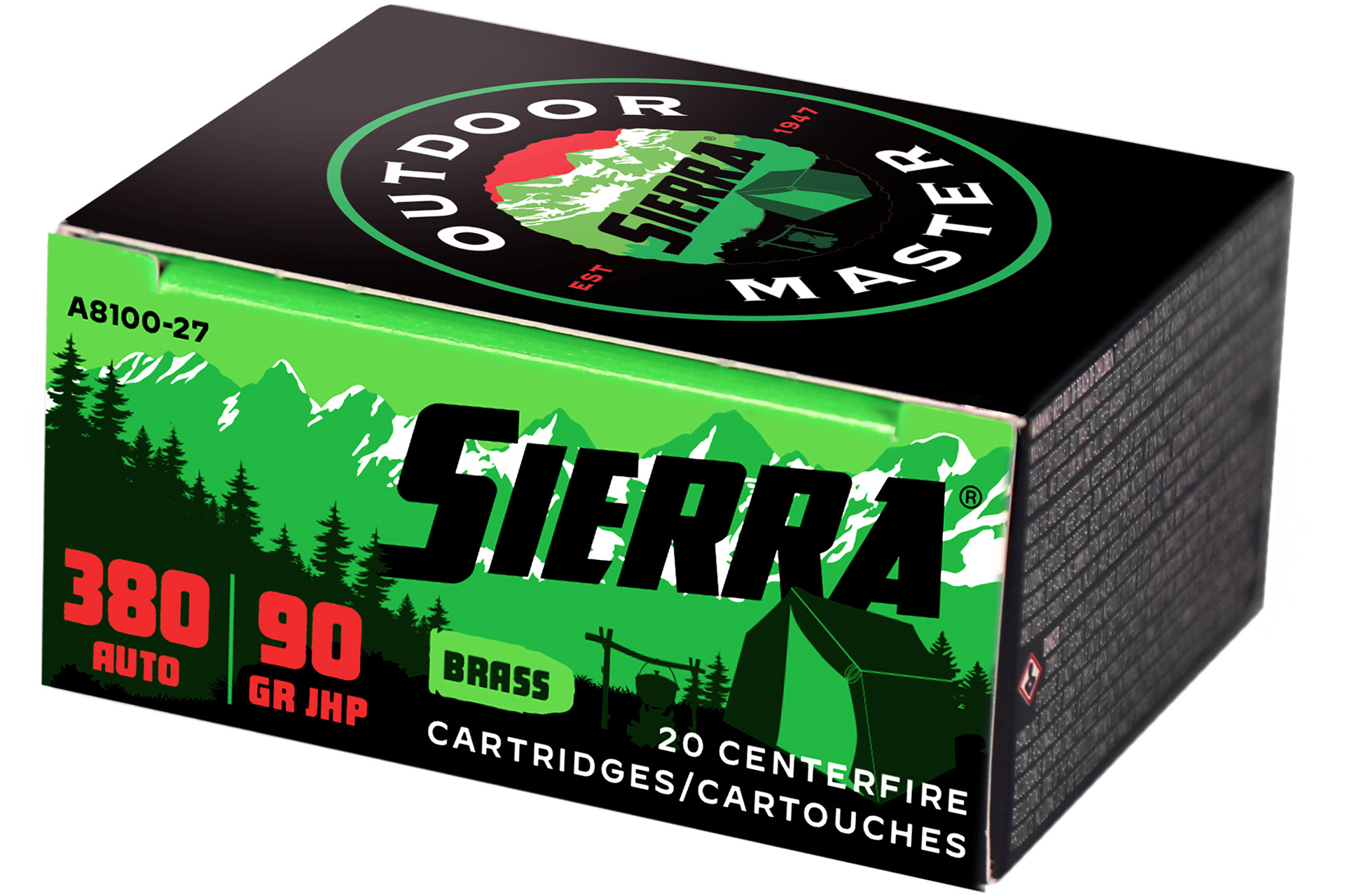 Sierra Bullets Outdoor Master 380 ACP 90Gr Jacketed Hollow Point Handgun Ammo - 20 Rounds