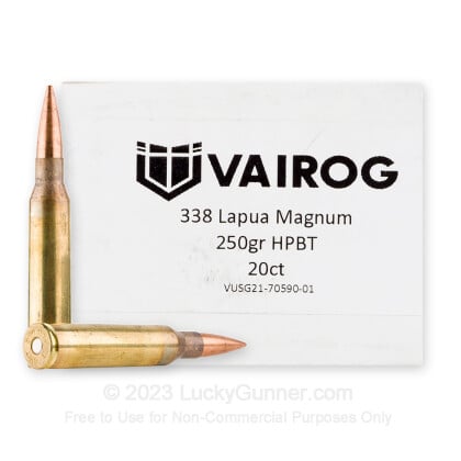 Vairog - 338 Lapua Mag - 250 Grain - Solid Copper Rifle Ammo - 20 Rounds - AR15 Discounts