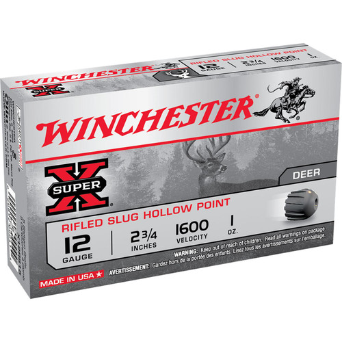 Winchester Ammo X12RS15 Super X 12 Gauge 2.75" 1 oz Rifled Slug Hollow Point Shot Shotgun Ammo - 5 Rounds - AR15 Discounts