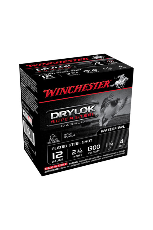 Winchester Ammo XSM124 Drylock Super Steel Magnum 12 Gauge 2.75" 1 1/4 oz 4 Shot Shotgun Ammo - 25 Rounds - AR15 Discounts