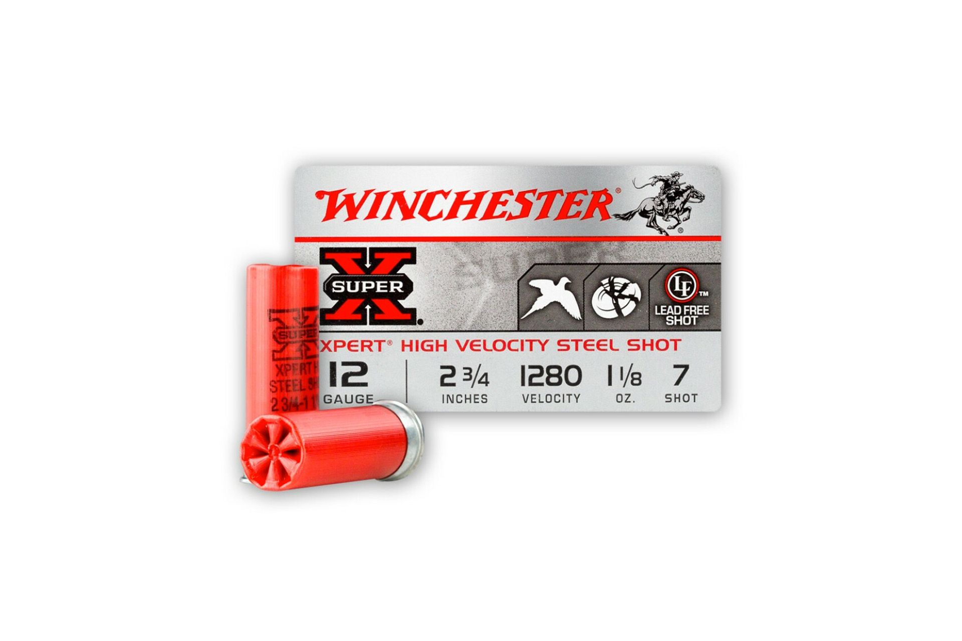 Winchester Super-X 12 Ga Ammo 2.75 # 7 1 oz Steel Game &Target WE12GT7