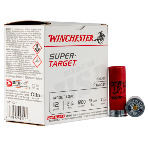 Winchester Ammo TRGT12007 Super-Target Light Target 12 Gauge 2.75" 1 oz 1200 fps 7.5 Shot Shotgun Ammo - 25 Rounds - AR15 Discounts