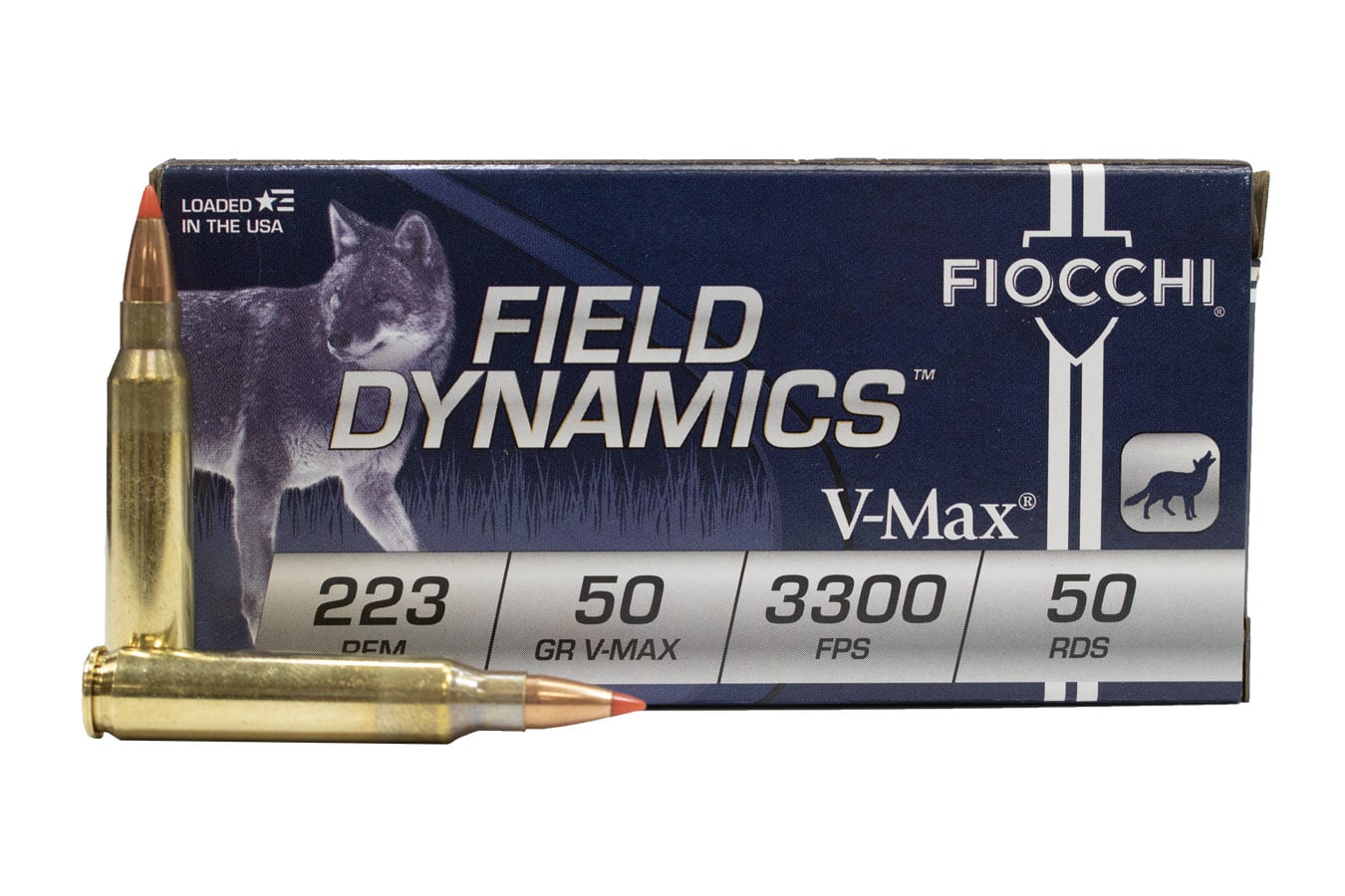 Unknown Fiocchi 223HVA50 Field Dynamics 223 Rem 50 gr V-Max Rifle Ammo - 50 Rounds
