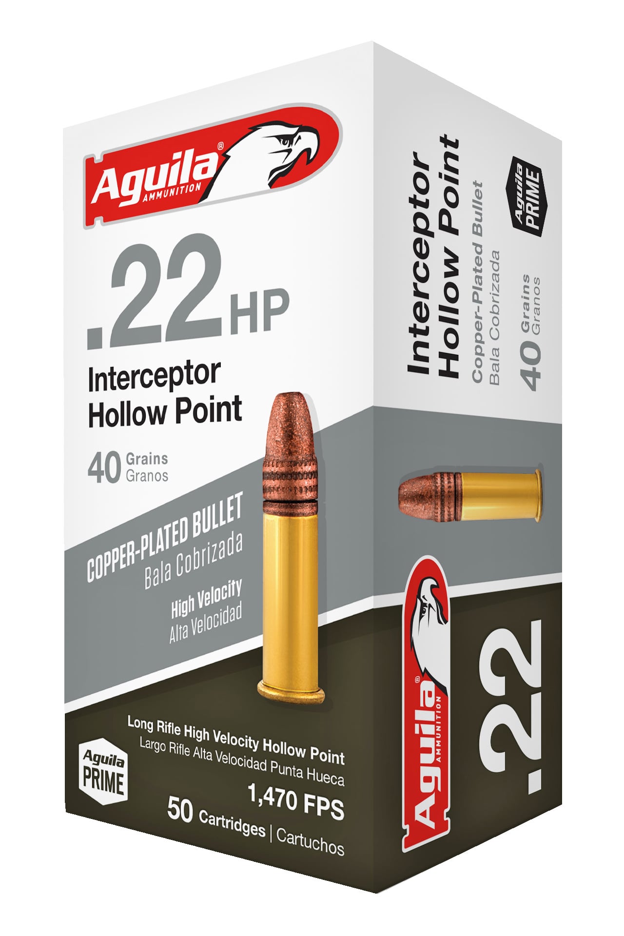 Aguila 1B220321 Interceptor 22 LR 40 gr Copper Plated Hollow Point (CPHP) Rimfire Ammo - 50 Rounds