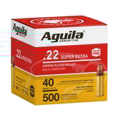 Aguila 22 Super Extra High Velocity 40 grain Solid Point Rimfire Ammo - 500 Rounds