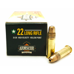Armscor 22LR ARM50015 36 Grain High Velocity Hollow Point Ammunition Rimfire Ammo – 50 Rounds