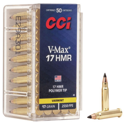 CCI 0049 Varmint 17 HMR 17 gr V-Max Polymer Tip Rimfire Ammo - 50 Rounds