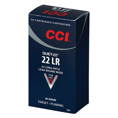 CCI 960 Target & Plinking Quiet-22 22 LR 40 gr Lead Round Nose (LRN) Rimfire Ammo - 50 Rounds