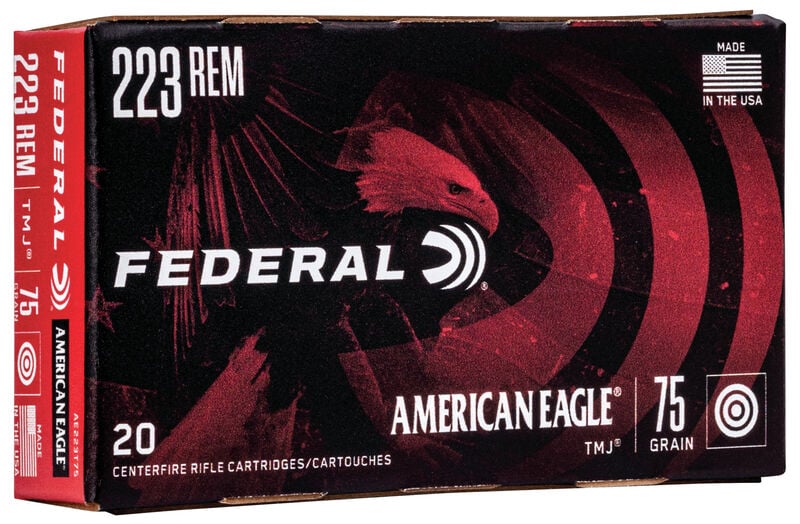 Federal AE223T75 American Eagle 223 Rem 75 gr Total Metal Jacket (TMJ) Rifle Ammo - 20 Rounds