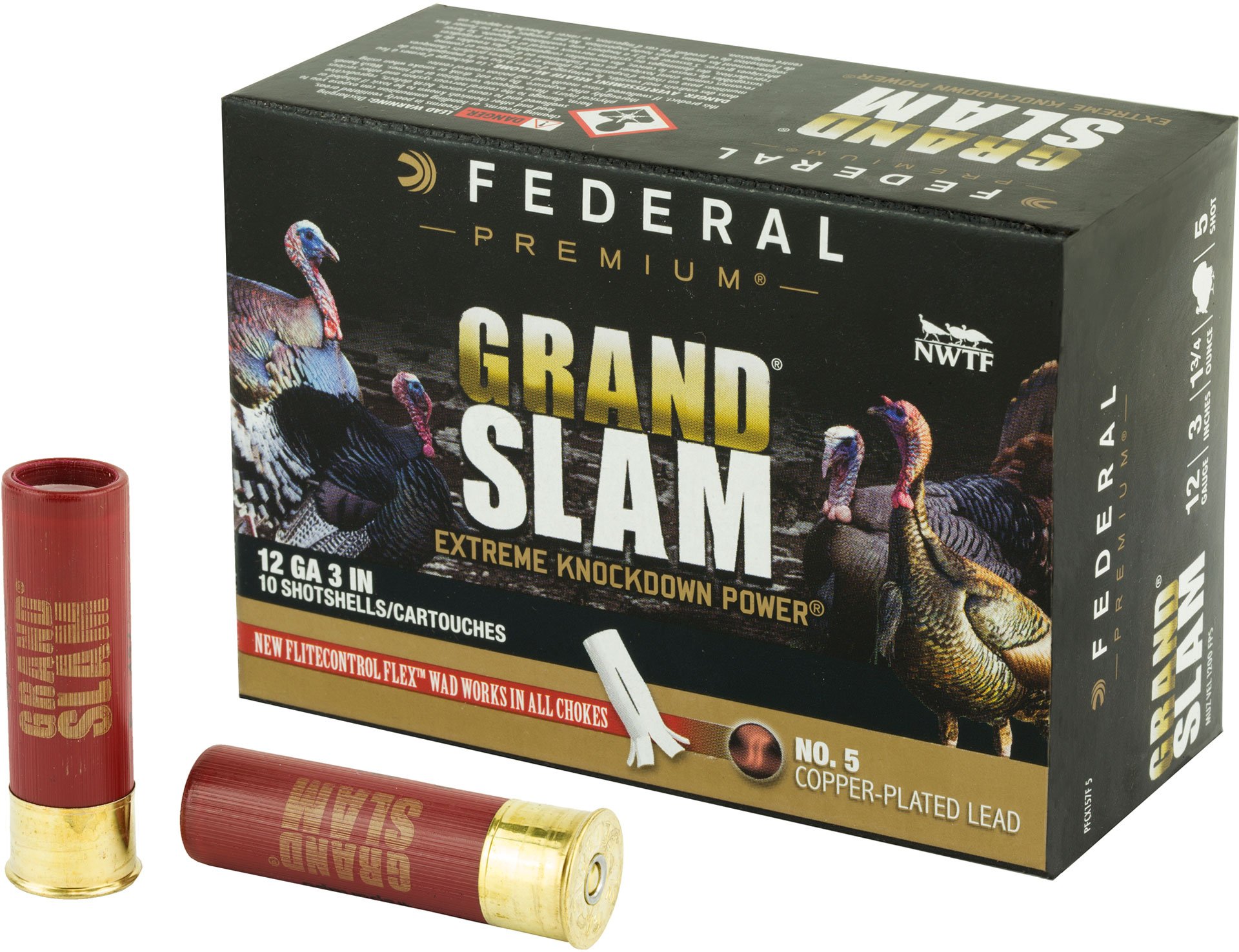 Federal Grand Slam 12 Gauge 3 #5 1.75oz Shotshell Flight Control Shotgun Ammo - 10 Rounds