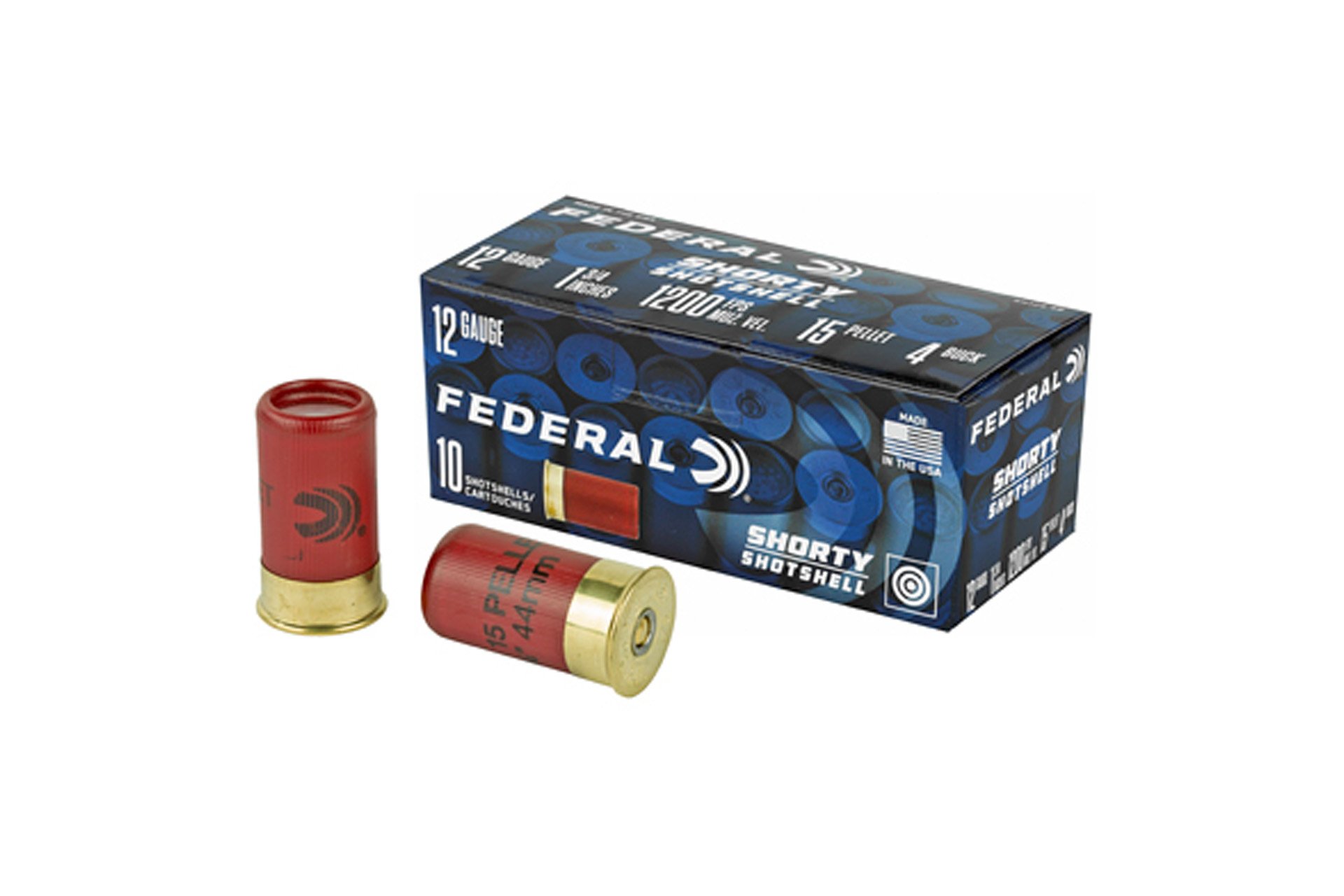 Federal SH1294B Shorty 12 Gauge 1.75" 15 Pellets 4 Buck Shot Shotgun Ammo - 10 Rounds