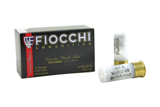 Fiocchi 12HV00BK Nickel-Plated Buckshot 12 ga 2 3/4 MAX 9 plts #00 Shotgun Ammo - 10 Rounds