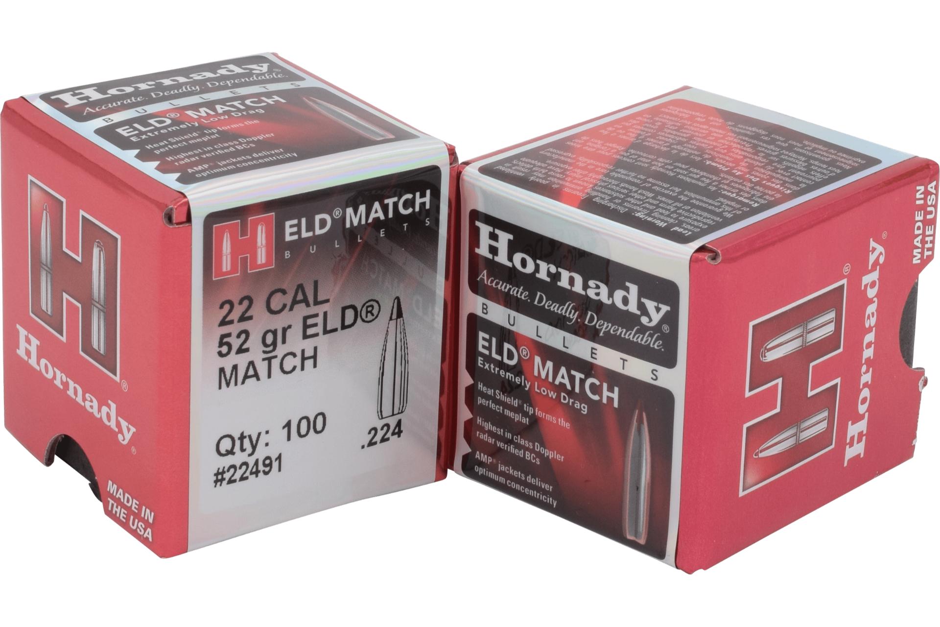Hornady 22 Cal .224 73 Gr Eld Match  (1-8")