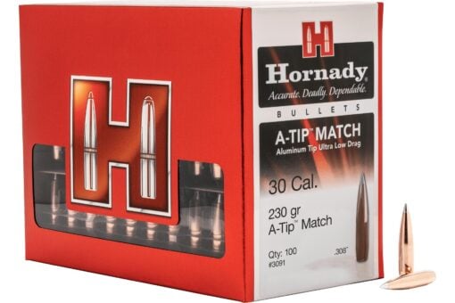 AR15 Discounts Hornady 30 Cal .308 230 Gr A-Tip Match (1-9") - $75.95 at AR15 Discounts