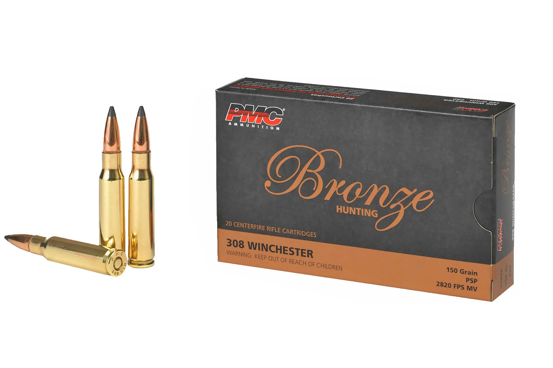 Unknown PMC Bronze 308 Winchester 150 Grain Soft Point Rifle Ammo - 20 Rounds