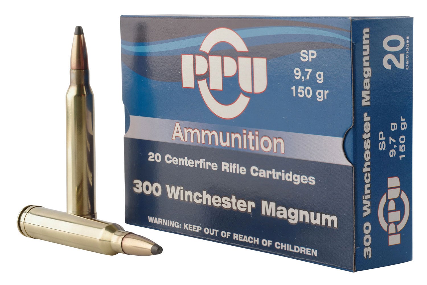 Unknown PPU PP3001 Standard Rifle 300 Win Mag 150 gr Soft Point (SP) Rifle Ammo - 20 Rounds