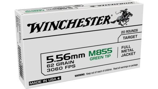 Winchester USA M855 Green Tip 5.56x45mm NATO 62 Grain FMJ Lead Core - Winchester