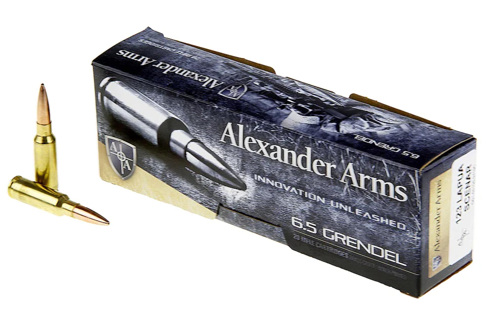 Alexander Arms AG123LSBOX Rifle Ammo 6.5 Grendel 123 gr Hollow Point Boat-Tail (HPBT) Rifle Ammo - 20 Rounds