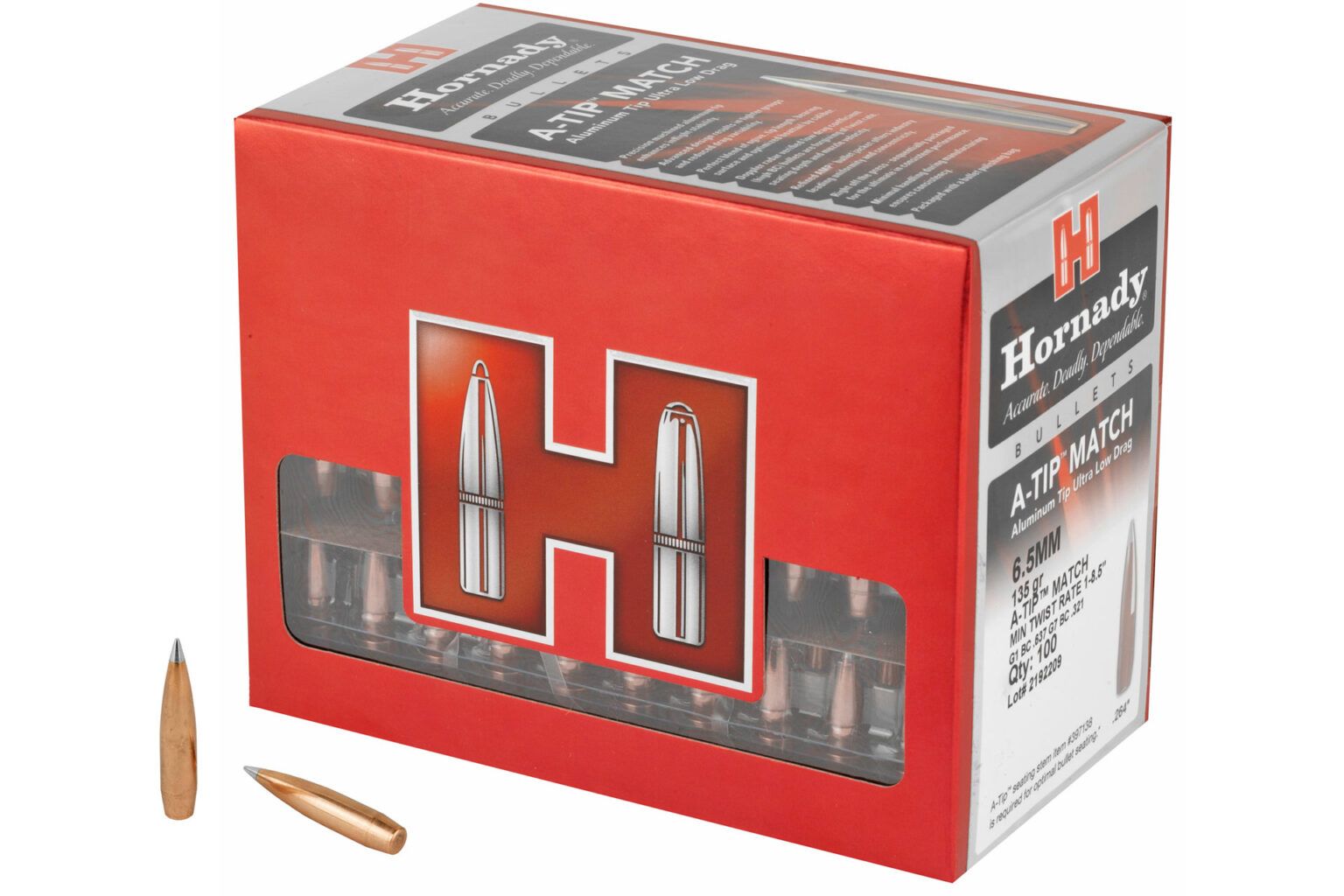 - Hornady A-Tip Match .264 Diameter 6.5MM 135 Grain Ballistic Tip, 100 ...