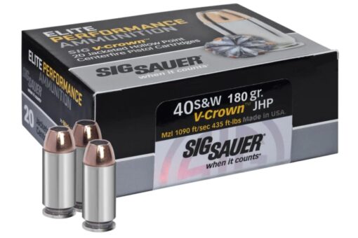 Sig Sauer E40SW220 Elite V-Crown 40 S&W 180 gr Jacketed Hollow Point (JHP) Handgun Ammo - 200 Rounds - AR15 Discounts