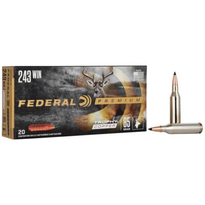 Federal Ammunition P243TC1 Premium Hunting 243 Win 85 gr Trophy Copper (TC) Rifle Ammo - 20 Rounds